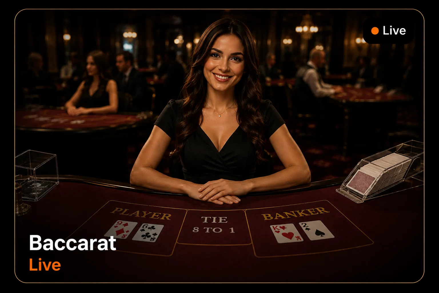 Live Baccarat tafel met dealer