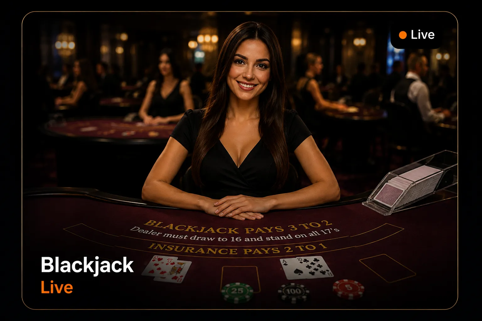 Live Blackjack tafel met dealer