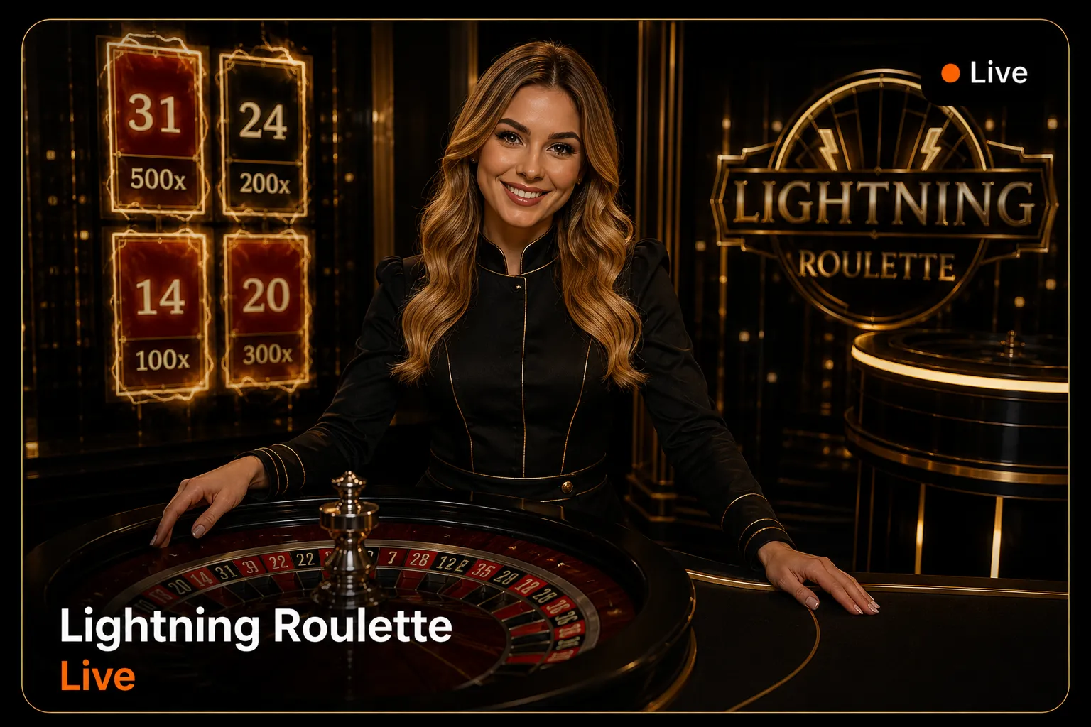 Lightning Roulette live tafel met dealer